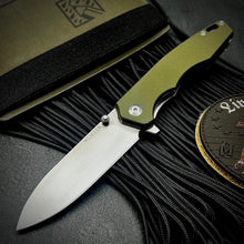 Load image into Gallery viewer, AXEL: Green G10 Handles, 9Cr18 Blade, Ball Bearing Pivot System, EDC Folding Pocket Knife