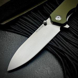 AXEL: Green G10 Handles, 9Cr18 Blade, Ball Bearing Pivot System, EDC Folding Pocket Knife