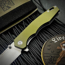 Load image into Gallery viewer, AXEL: Green G10 Handles, 9Cr18 Blade, Ball Bearing Pivot System, EDC Folding Pocket Knife