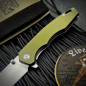 AXLE: Green G10 Handles, 9Cr18 Blade, Ball Bearing Pivot System, EDC Folding Pocket Knife