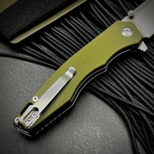 Load image into Gallery viewer, AXLE: Green G10 Handles, 9Cr18 Blade, Ball Bearing Pivot System, EDC Folding Pocket Knife