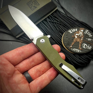 AXEL: Green G10 Handles, 9Cr18 Blade, Ball Bearing Pivot System, EDC Folding Pocket Knife