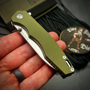 AXEL: Green G10 Handles, 9Cr18 Blade, Ball Bearing Pivot System, EDC Folding Pocket Knife