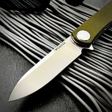 Load image into Gallery viewer, OSKAR: Green Micarta Handles, D2 Drop Point Blade, Ball Bearing Pivot System, EDC Flipper Blade Folding Pocket Knife