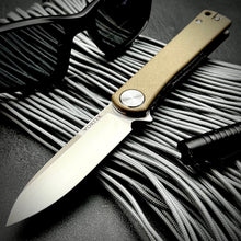 Load image into Gallery viewer, OSKAR: Brown Micarta Handles, D2 Steel Blade, Ball Bearing Pivot System, EDC Folding Pocket Knife