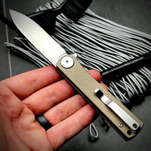 Load image into Gallery viewer, OSKAR: Brown Micarta Handles, D2 Steel Blade, Ball Bearing Pivot System, EDC Folding Pocket Knife