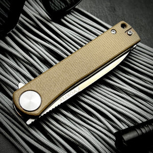 OSKAR: Brown Micarta Handles, D2 Steel Blade, Ball Bearing Pivot System, EDC Folding Pocket Knife