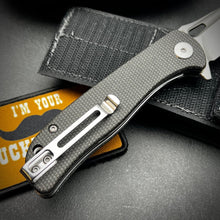 Load image into Gallery viewer, SLINGER: Black Micarta Handles, D2 Blade, Fast Ball Bearing Pivot System, EDC Folding Pocket Knife