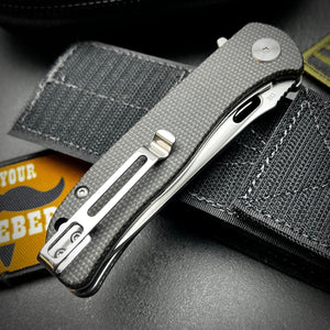 SLINGER: Black Micarta Handles, D2 Blade, Fast Ball Bearing Pivot System, EDC Folding Pocket Knife