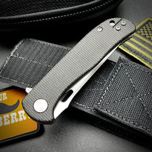 Load image into Gallery viewer, SLINGER: Black Micarta Handles, D2 Blade, Fast Ball Bearing Pivot System, EDC Folding Pocket Knife