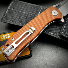 Load image into Gallery viewer, SLINGER - Brown Micarta Handles, D2 Blade