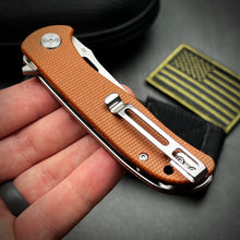 Load image into Gallery viewer, SLINGER - Brown Micarta Handles, D2 Blade