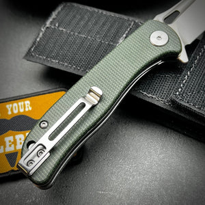 SLINGER - Green Micarta Handles, D2 Blade