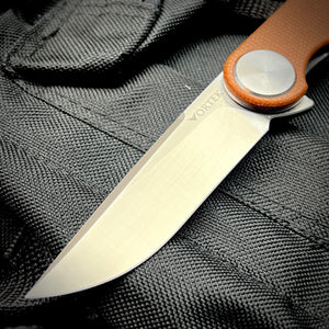 FINCH: Brown Micarta Handles, Ball Bearing Pivot System, D2 Flipper Blade, Folding Pocket Knife