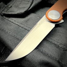 Load image into Gallery viewer, FINCH: Brown Micarta Handles, Ball Bearing Pivot System, D2 Flipper Blade, Folding Pocket Knife