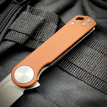 Load image into Gallery viewer, FINCH: Brown Micarta Handles, Ball Bearing Pivot System, D2 Flipper Blade, Folding Pocket Knife