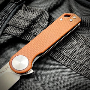 FINCH: Brown Micarta Handles, Ball Bearing Pivot System, D2 Flipper Blade, Folding Pocket Knife