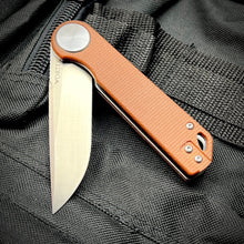 Load image into Gallery viewer, FINCH: Brown Micarta Handles, Ball Bearing Pivot System, D2 Flipper Blade, Folding Pocket Knife