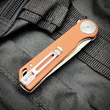 Load image into Gallery viewer, FINCH: Brown Micarta Handles, Ball Bearing Pivot System, D2 Flipper Blade, Folding Pocket Knife