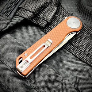 FINCH: Brown Micarta Handles, Ball Bearing Pivot System, D2 Flipper Blade, Folding Pocket Knife