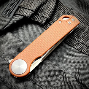 FINCH: Brown Micarta Handles, Ball Bearing Pivot System, D2 Flipper Blade, Folding Pocket Knife