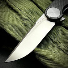 Load image into Gallery viewer, FINCH: Black Micarta Handles, Ball Bearing Pivot System, D2 Flipper Blade, Folding Pocket Knife