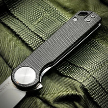 Load image into Gallery viewer, FINCH: Black Micarta Handles, Ball Bearing Pivot System, D2 Flipper Blade, Folding Pocket Knife