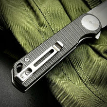 Load image into Gallery viewer, FINCH: Black Micarta Handles, Ball Bearing Pivot System, D2 Flipper Blade, Folding Pocket Knife