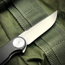 Load image into Gallery viewer, FINCH: Black Micarta Handles, Ball Bearing Pivot System, D2 Flipper Blade, Folding Pocket Knife