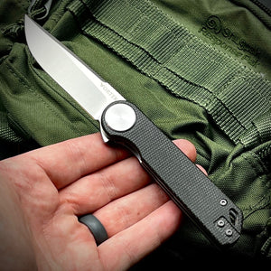 FINCH: Black Micarta Handles, Ball Bearing Pivot System, D2 Flipper Blade, Folding Pocket Knife