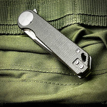 Load image into Gallery viewer, FINCH: Black Micarta Handles, Ball Bearing Pivot System, D2 Flipper Blade, Folding Pocket Knife