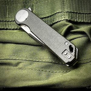 FINCH: Black Micarta Handles, Ball Bearing Pivot System, D2 Flipper Blade, Folding Pocket Knife