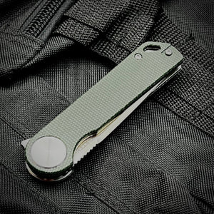 FINCH: Green Micarta Handles, Ball Bearing Pivot System, D2 Blade, Folding Pocket Knife