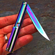 Load image into Gallery viewer, CAVALIER: Rainbow Spectrum Handles, Small Slim Design, 8Cr13MoV Straight Back Blade, Ball Bearing Flipper System