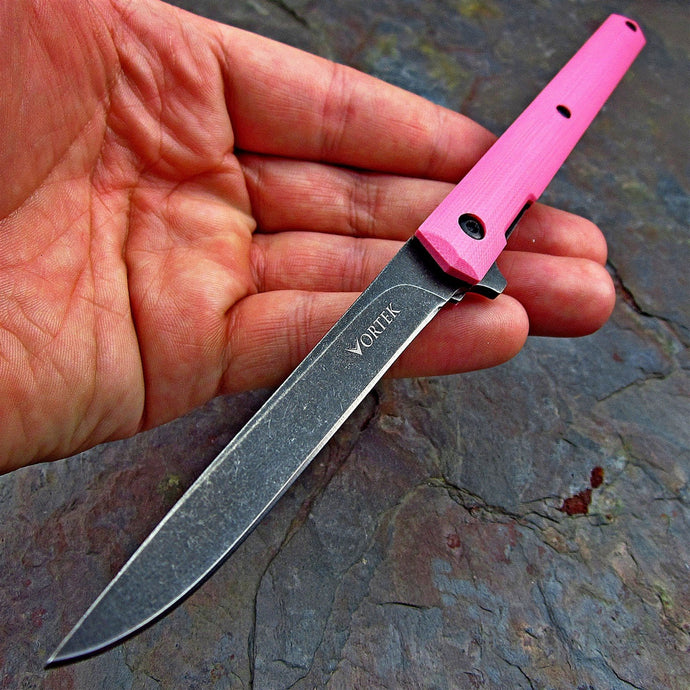 CALHOUN: Slim Low Profile Design, Pink G10 Handles, 8Cr13MoV Blade, Ball Bearing Pivot System, EDC Folding Pocket Knife