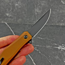 Load image into Gallery viewer, NIMBUS: Brown G10 Handles, Ball Bearing Flipper Pivot System, D2 Trailing Point Blade