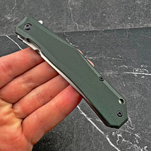 Load image into Gallery viewer, NIMBUS: Green G10 Handles, Ball Bearing Flipper Pivot System, D2 Trailing Point Blade