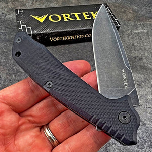 ROVER: Black G10 Handles, D2 Drop Point Blade