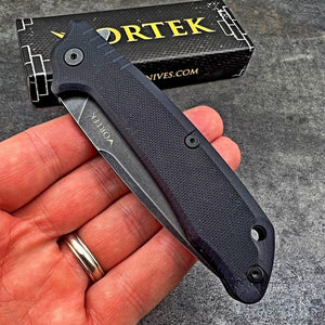 ROVER: Black G10 Handles, D2 Drop Point Blade