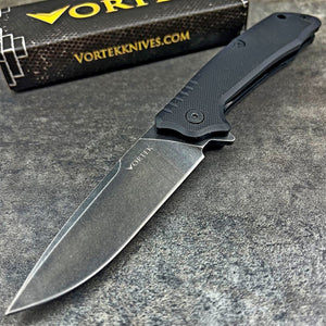 ROVER: Black G10 Handles, D2 Drop Point Blade