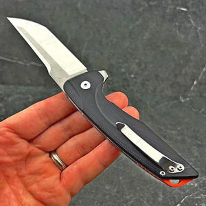 GARRISON: Black G10 Handles,  D2 Tanto Blade,  Ball Bearing Flipper System