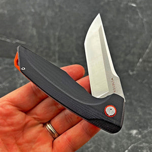 GARRISON: Black G10 Handles,  D2 Tanto Blade,  Ball Bearing Flipper System