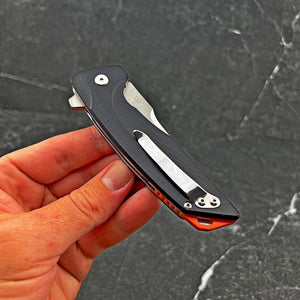 GARRISON: Black G10 Handles,  D2 Tanto Blade,  Ball Bearing Flipper System