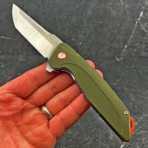 GARRISON - D2 Blade, Green G10 Handles