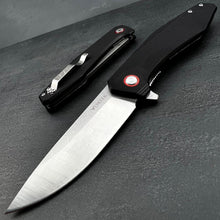 Load image into Gallery viewer, HOLGER: Black G10 Handles, D2 Drop Point Blade,  Ball Bearing Flipper System