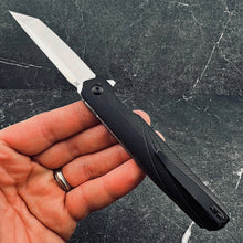 Load image into Gallery viewer, TUSK: Slim Design, D2 Tanto Blade, Black G10 Handles,  Ball Bearing Flipper System