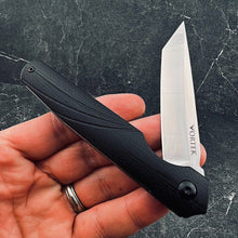 Load image into Gallery viewer, TUSK: Slim Design, D2 Tanto Blade, Black G10 Handles,  Ball Bearing Flipper System