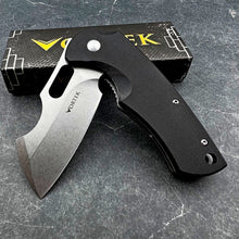 Load image into Gallery viewer, RHINO: Black G10 Handles, D2 Cleaver Blade,  Ball Bearing Flipper System