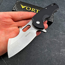 Load image into Gallery viewer, RHINO: Black G10 Handles, D2 Cleaver Blade,  Ball Bearing Flipper System