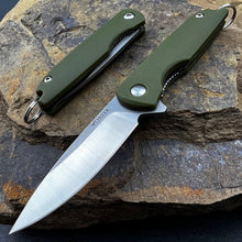 Load image into Gallery viewer, PIKA - D2 Blade, Green Handles, Small Keychain Knife